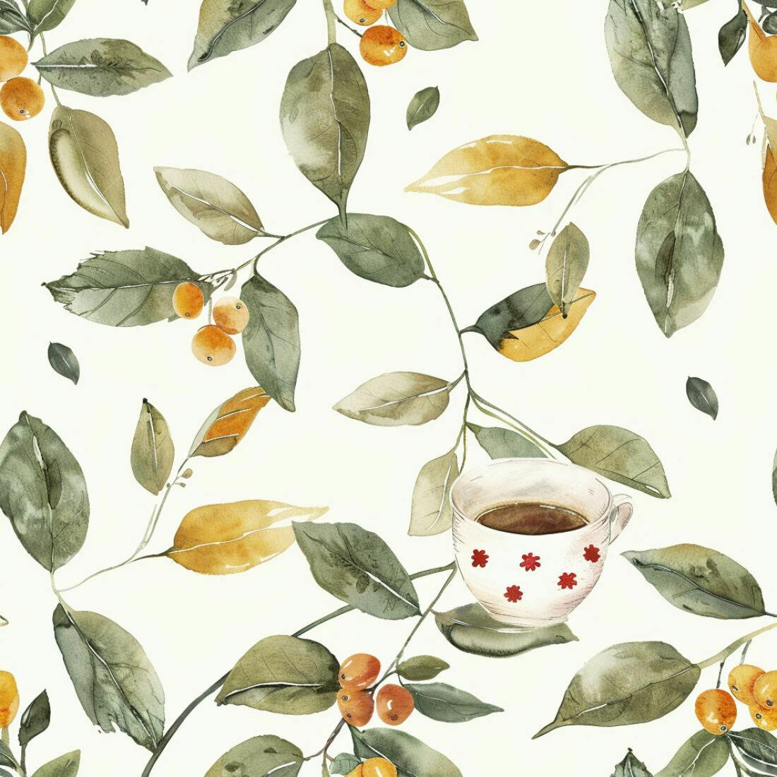 Textura Folhas e Frutas para Fundo