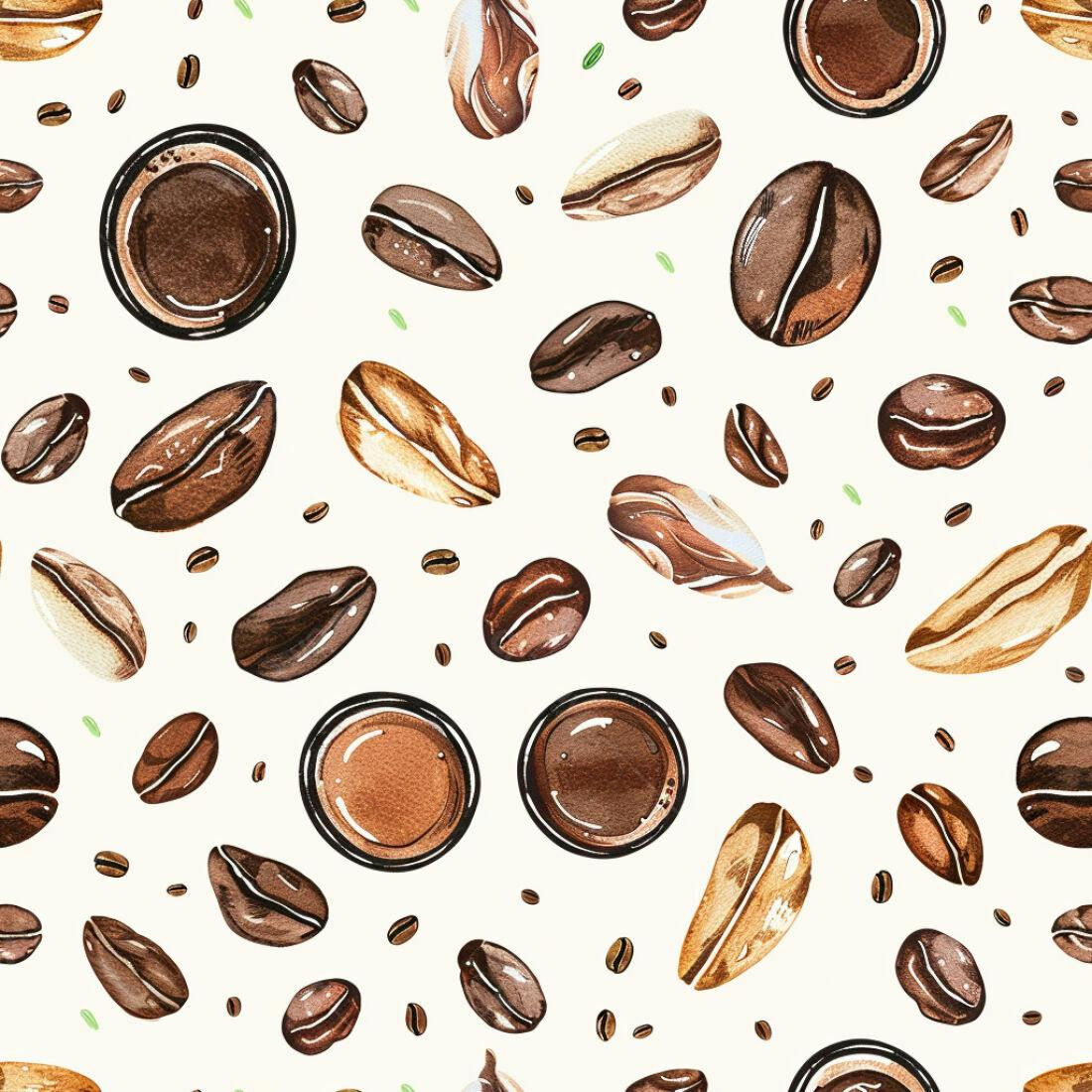Textura café grãos e xícaras para fundo