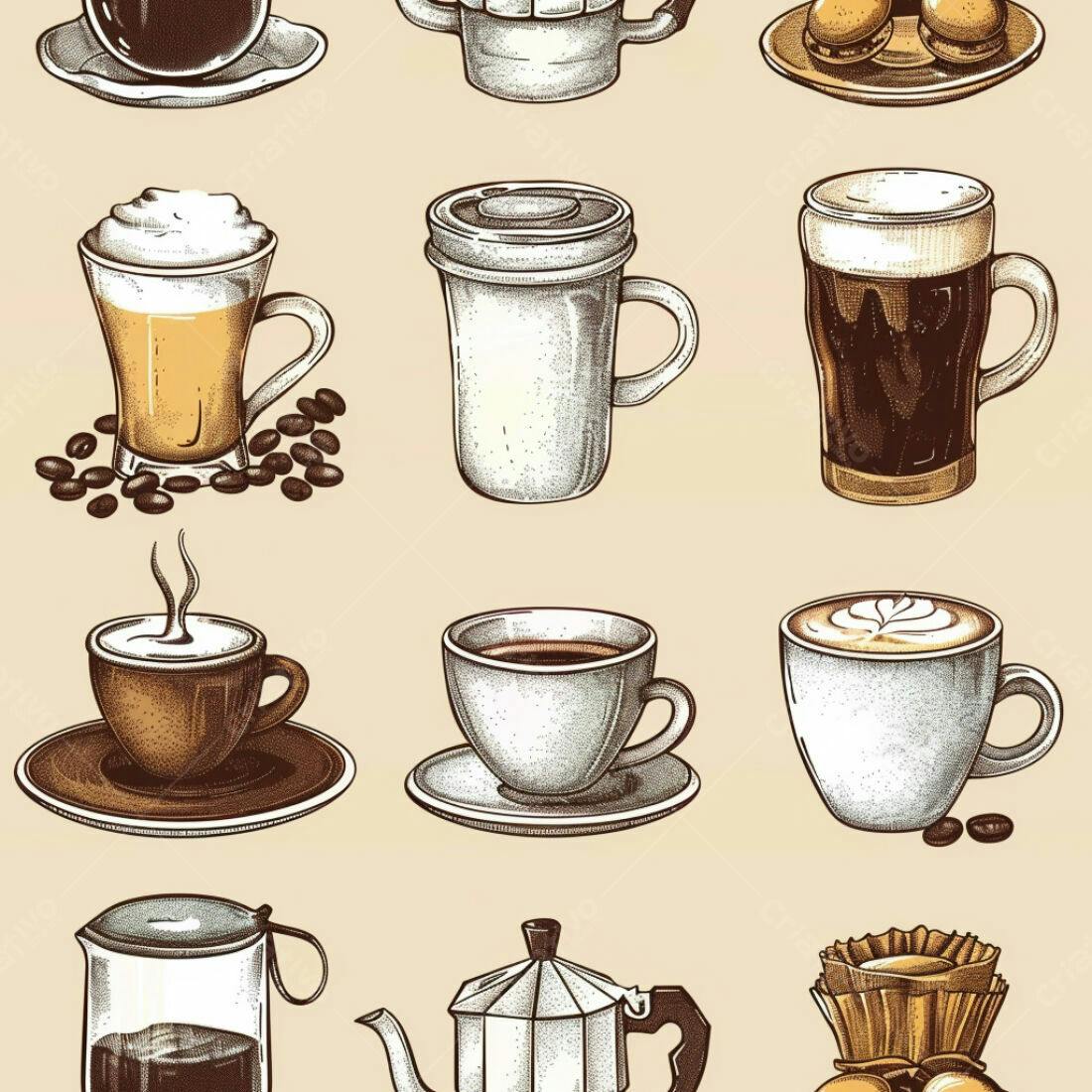 Textura Café Ilustrado para Fundo