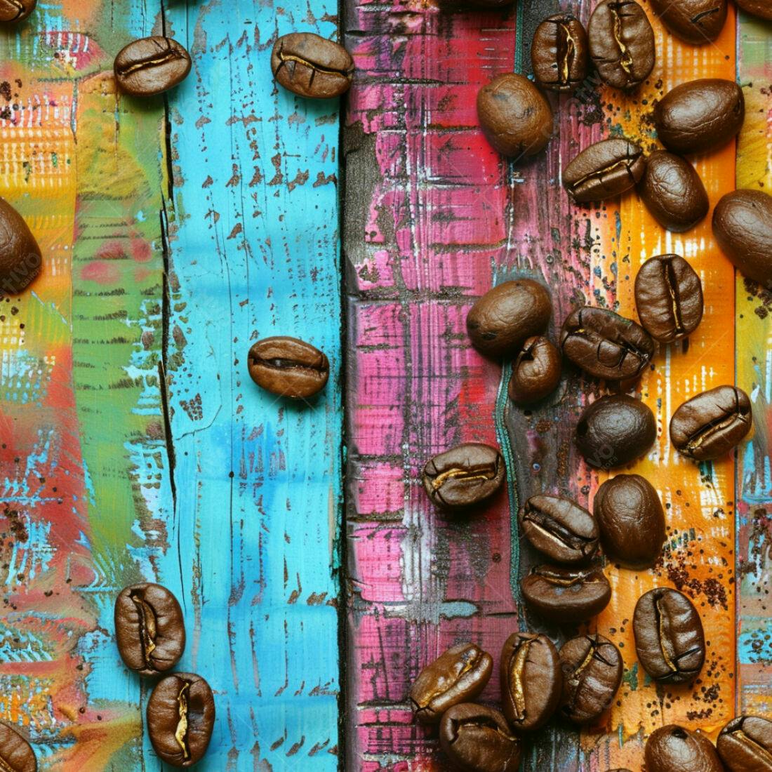 Textura Madeira Colorida com Grãos de Café para Fundo