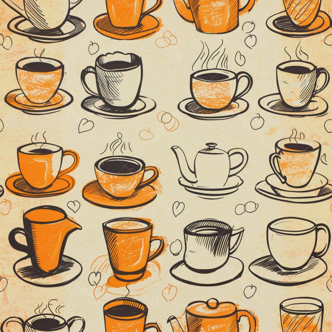 Textura xícaras café e chá para papel de parede