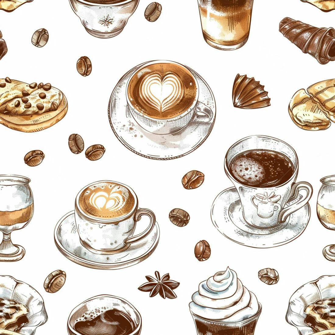 Textura Café Padrão Repetido para Fundo