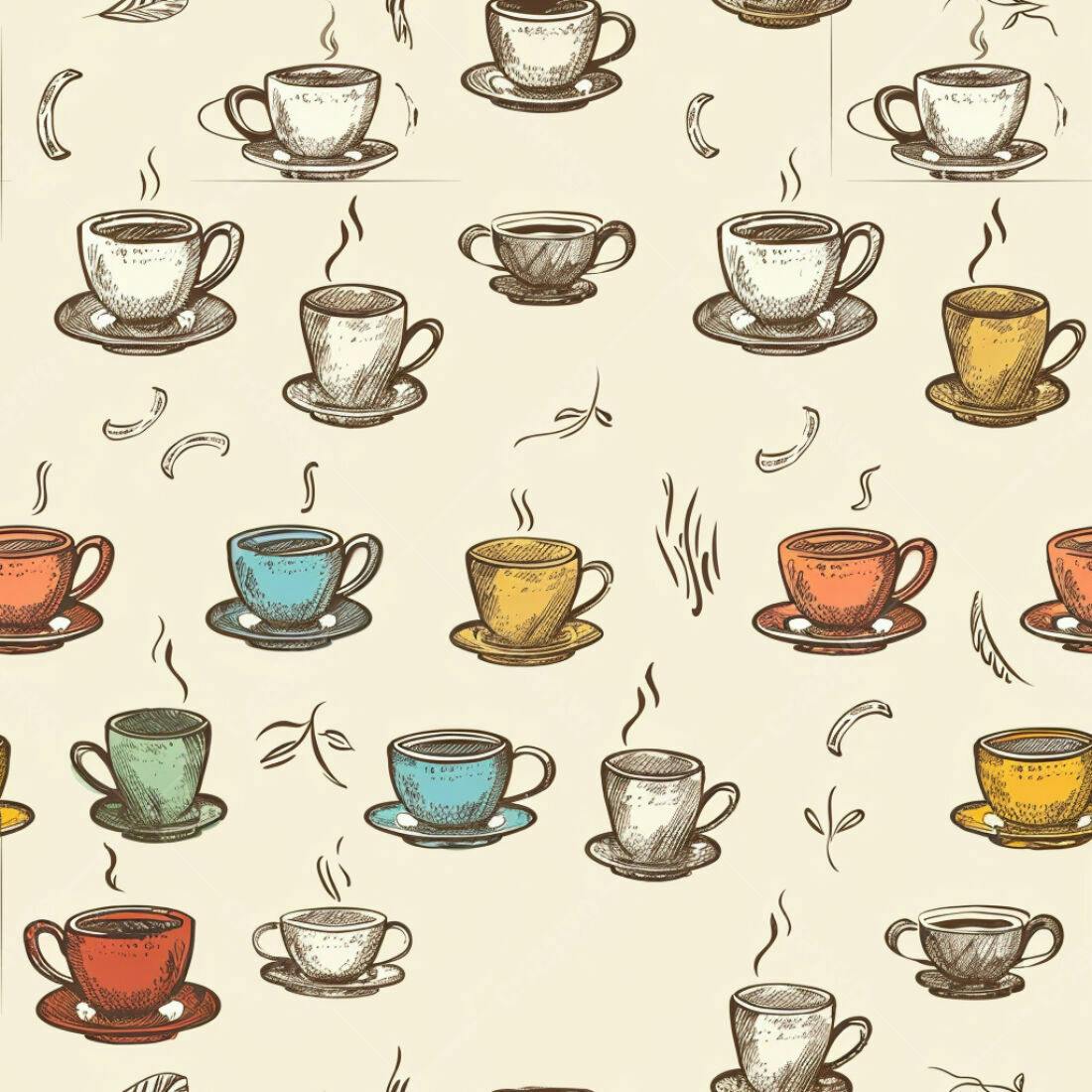 Textura xícaras café padrão para papel de parede