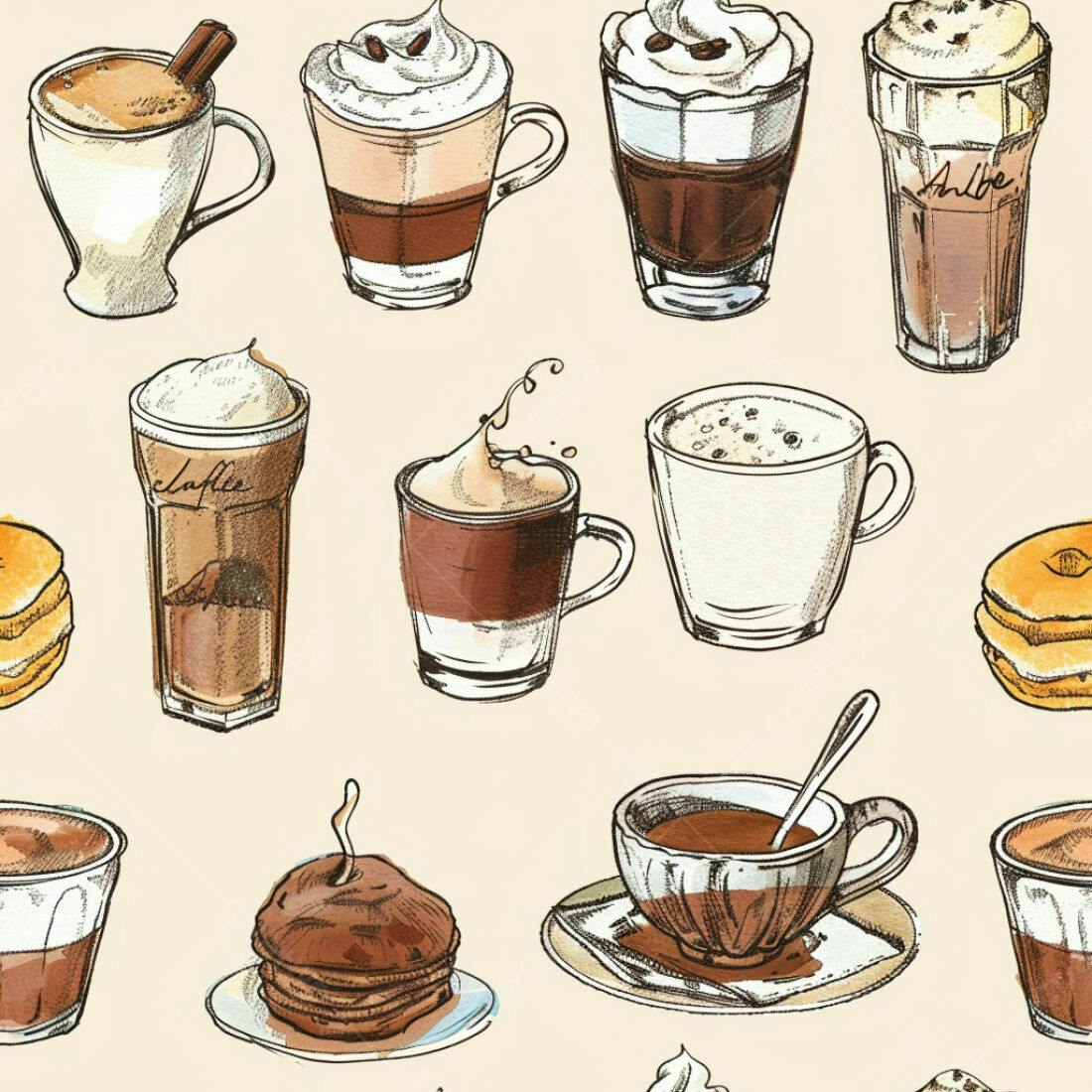 Textura Café Padrão Repetido para Fundo