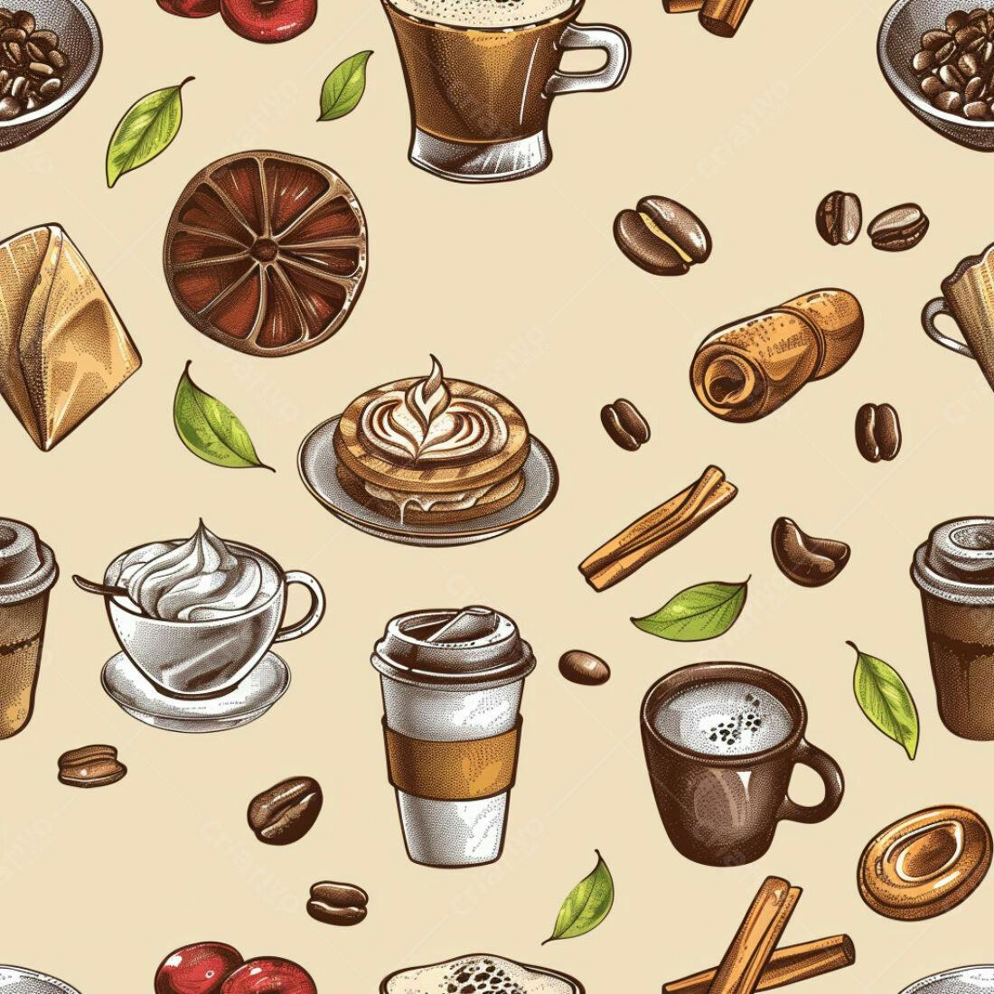 Textura Café Padrão Repetido para Fundo