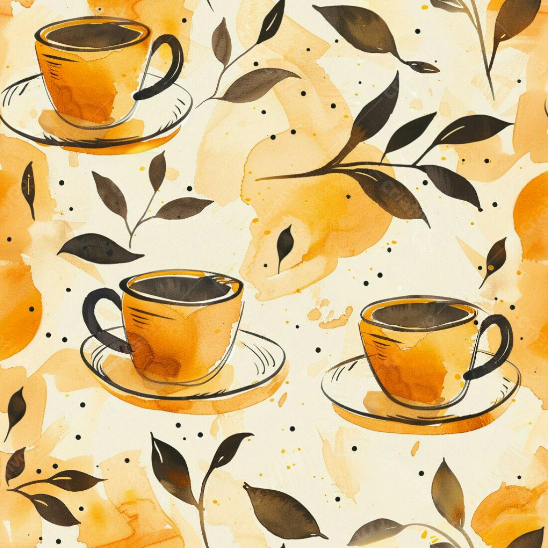 Textura aquarela xícaras café fundo