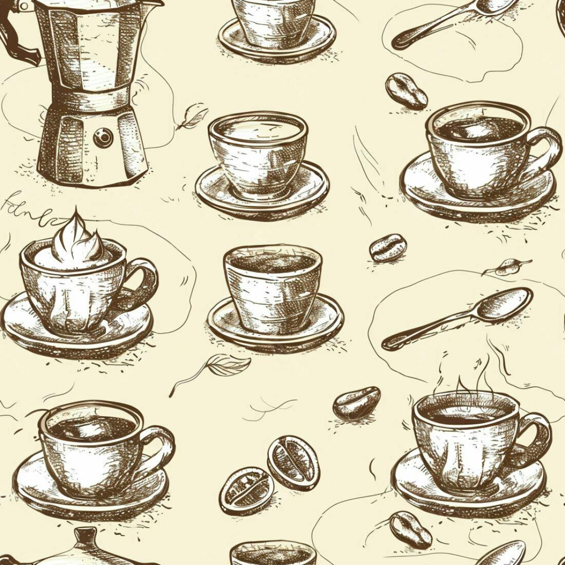 Textura Café Esboço para Papel de Parede
