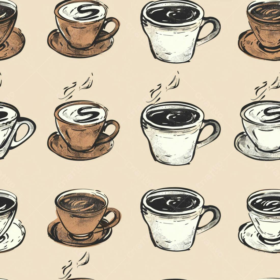Textura xícaras café padrão para fundo