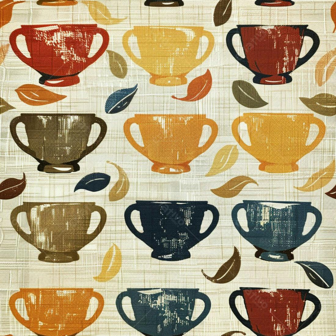 Textura tecido xícaras vintage para papel de parede