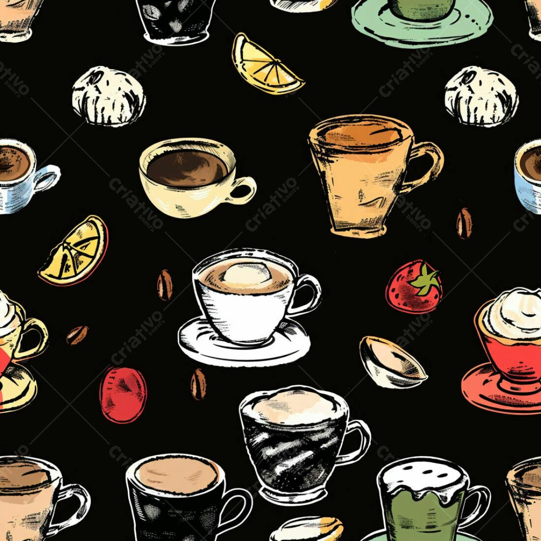 Textura Café Desenhada para Fundo