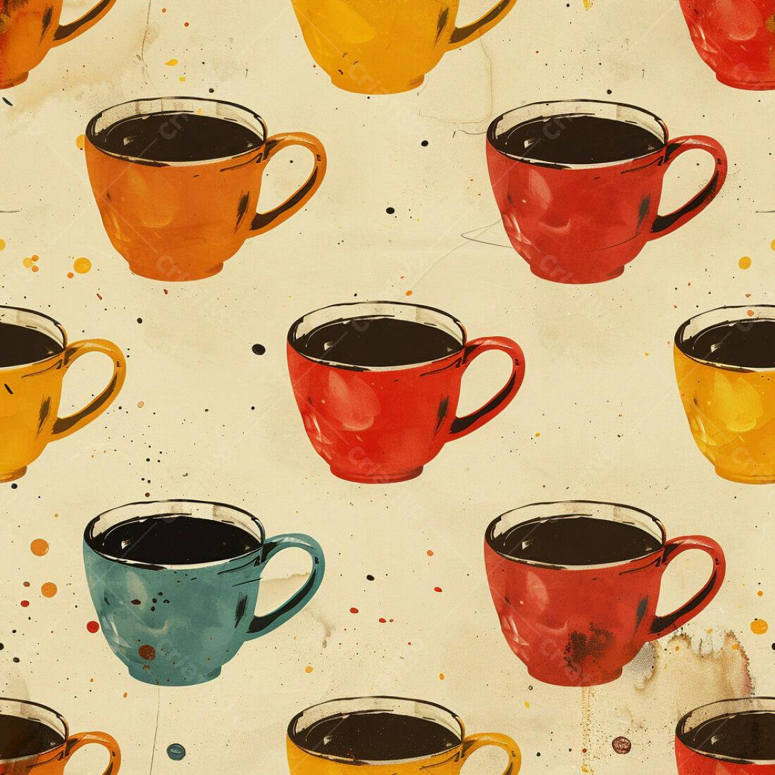 Textura xícaras café vintage para papel de parede