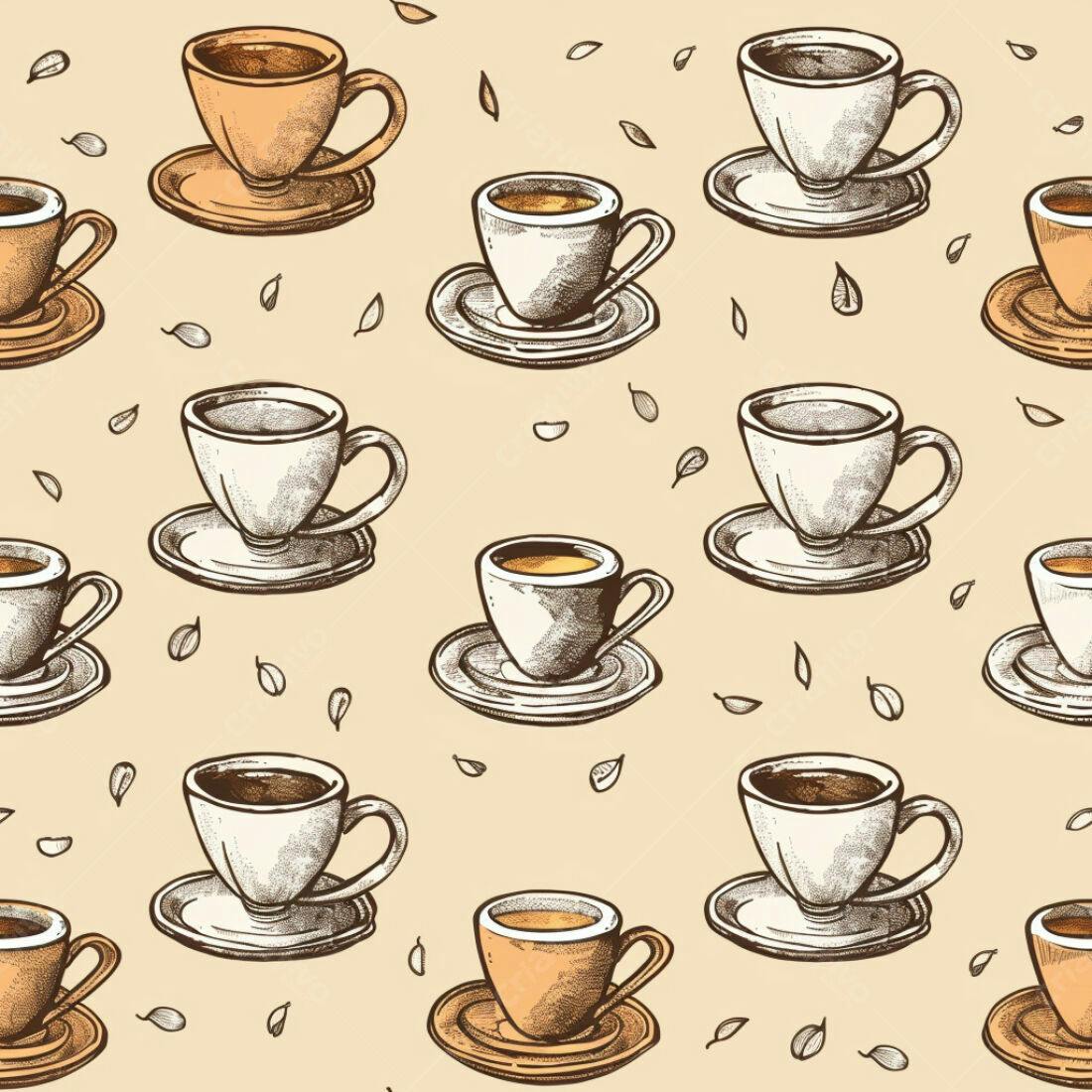 Textura xícaras café padrão para fundo