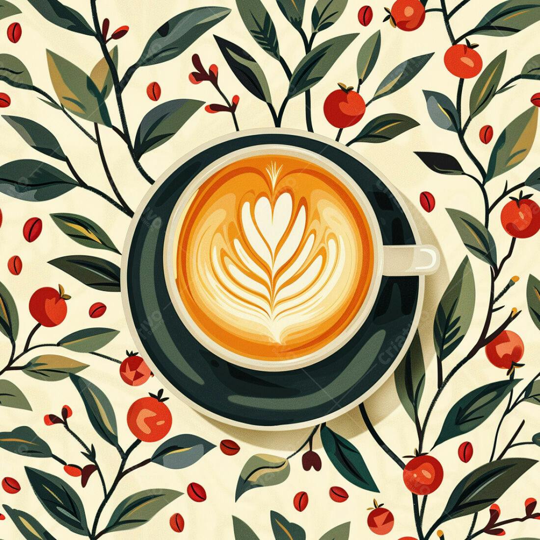 Textura café com arte latte para fundo