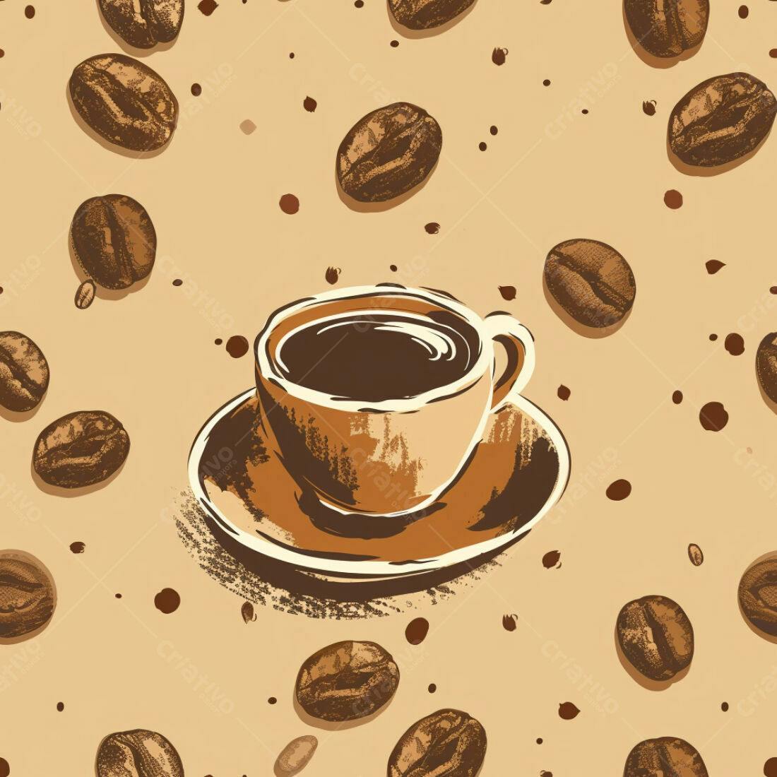 Textura café grãos e xícara para fundo