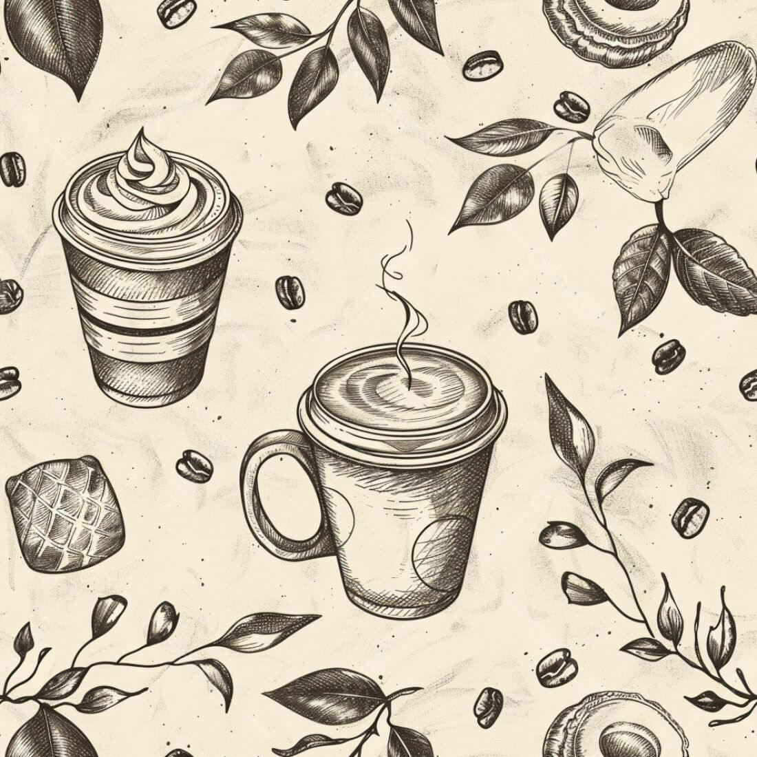 Textura café e folhas para fundo