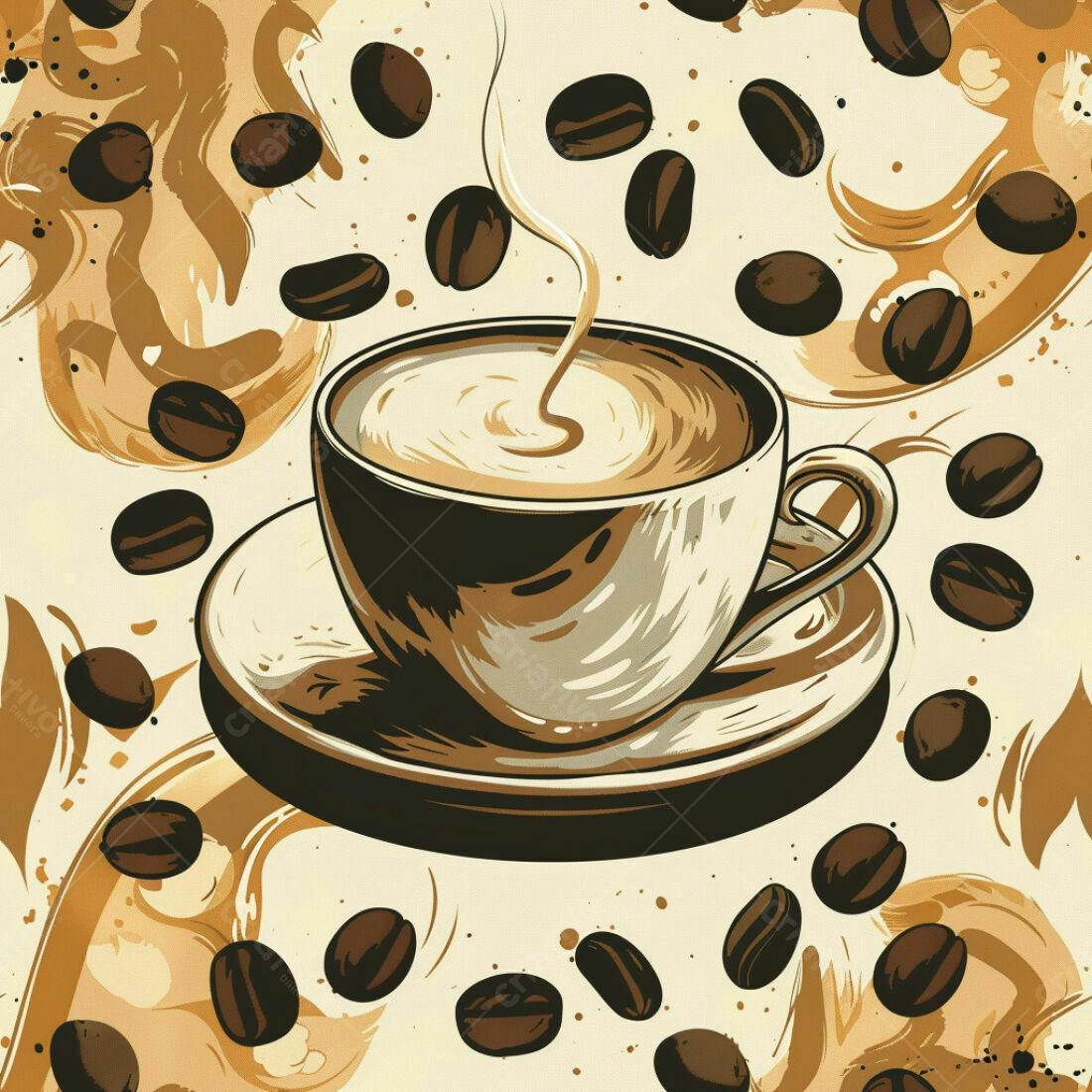 Textura Café com Grãos para Fundo