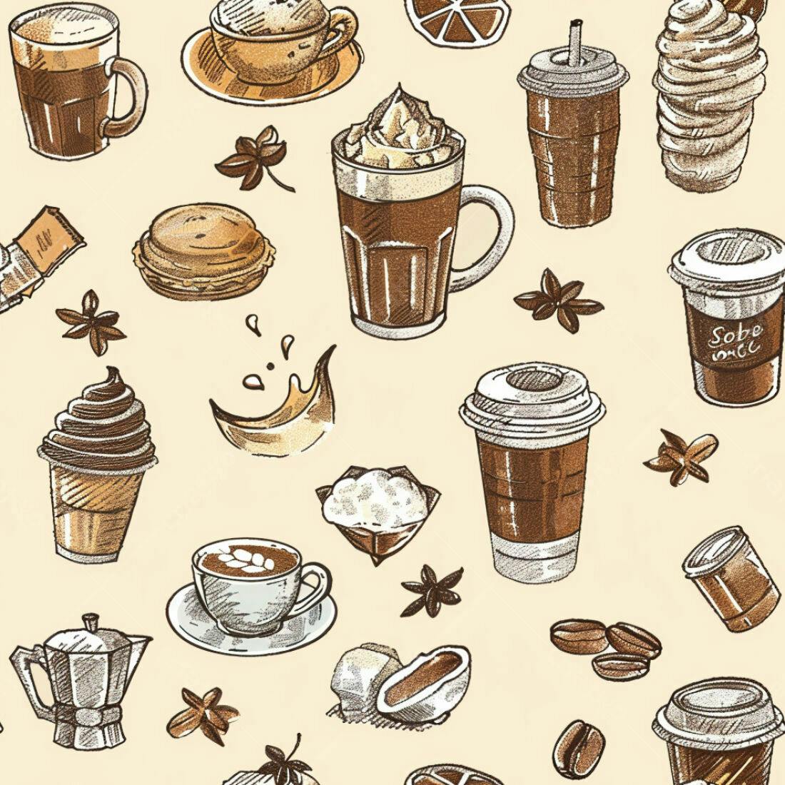Textura café e doces para fundo