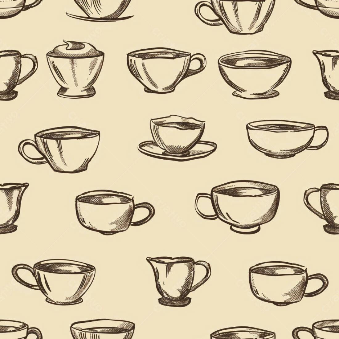Textura xícaras café padrão para fundo