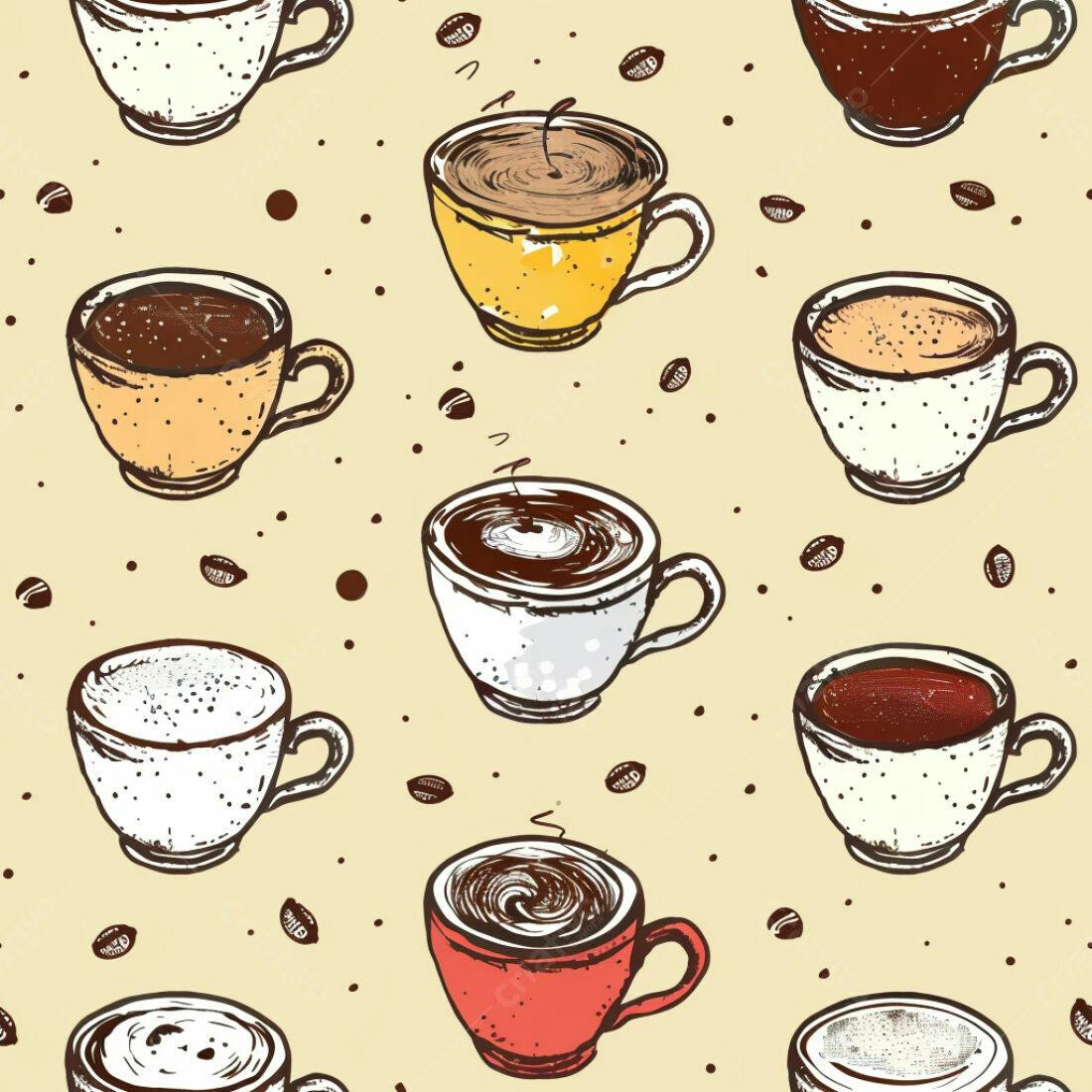 Textura café xícaras diversas para fundo