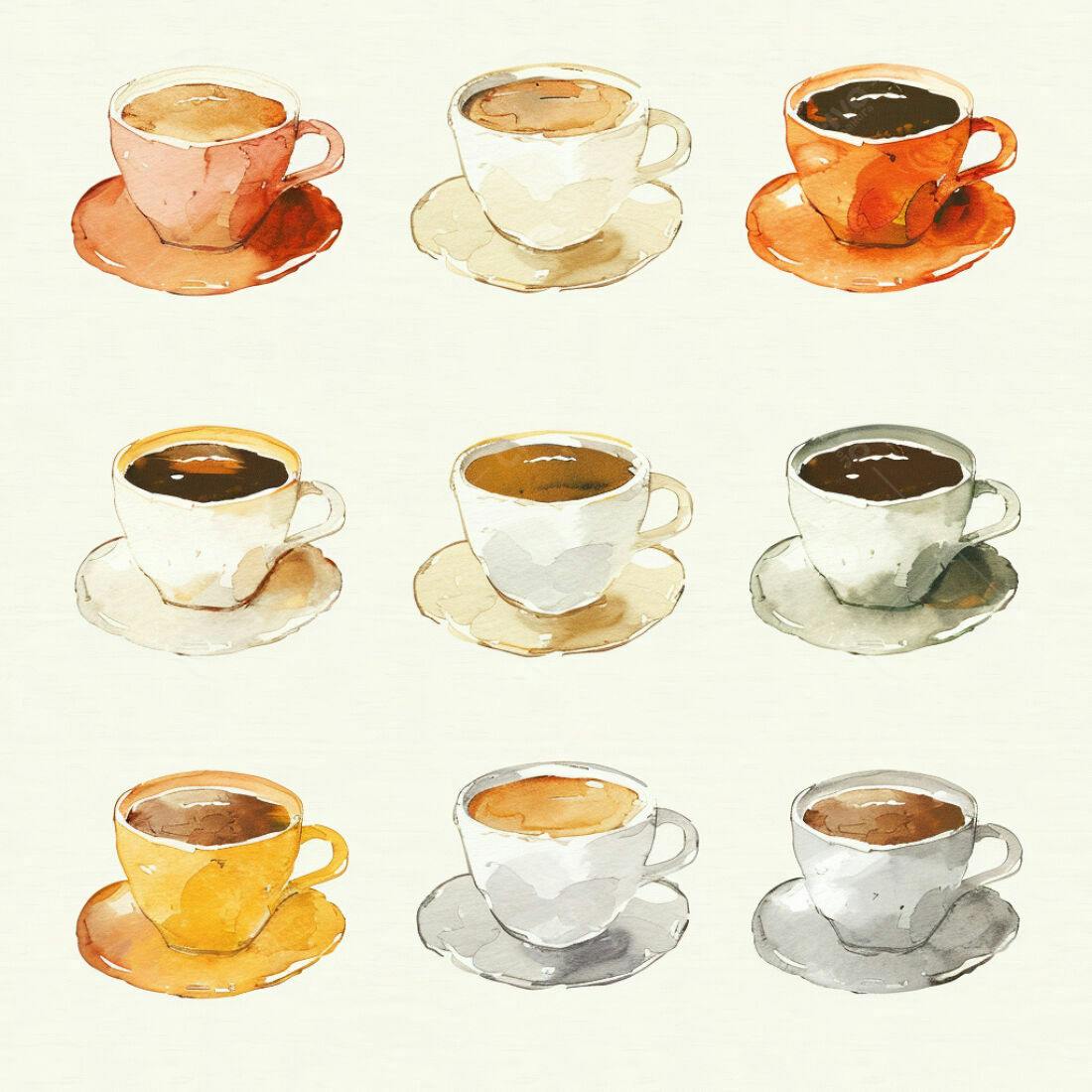 Textura aquarela xícaras café para fundo