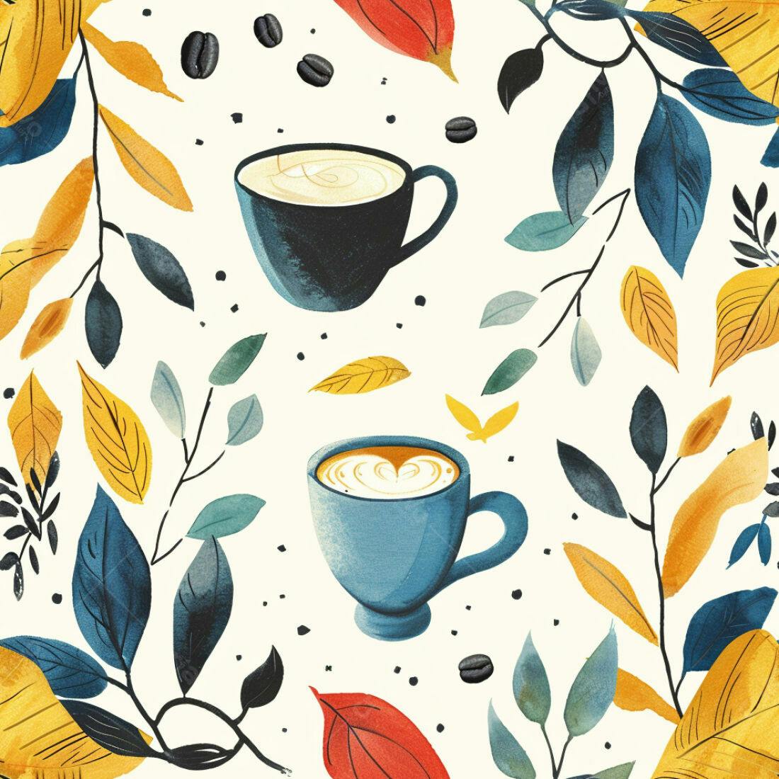 Textura café e folhas outonais para fundo