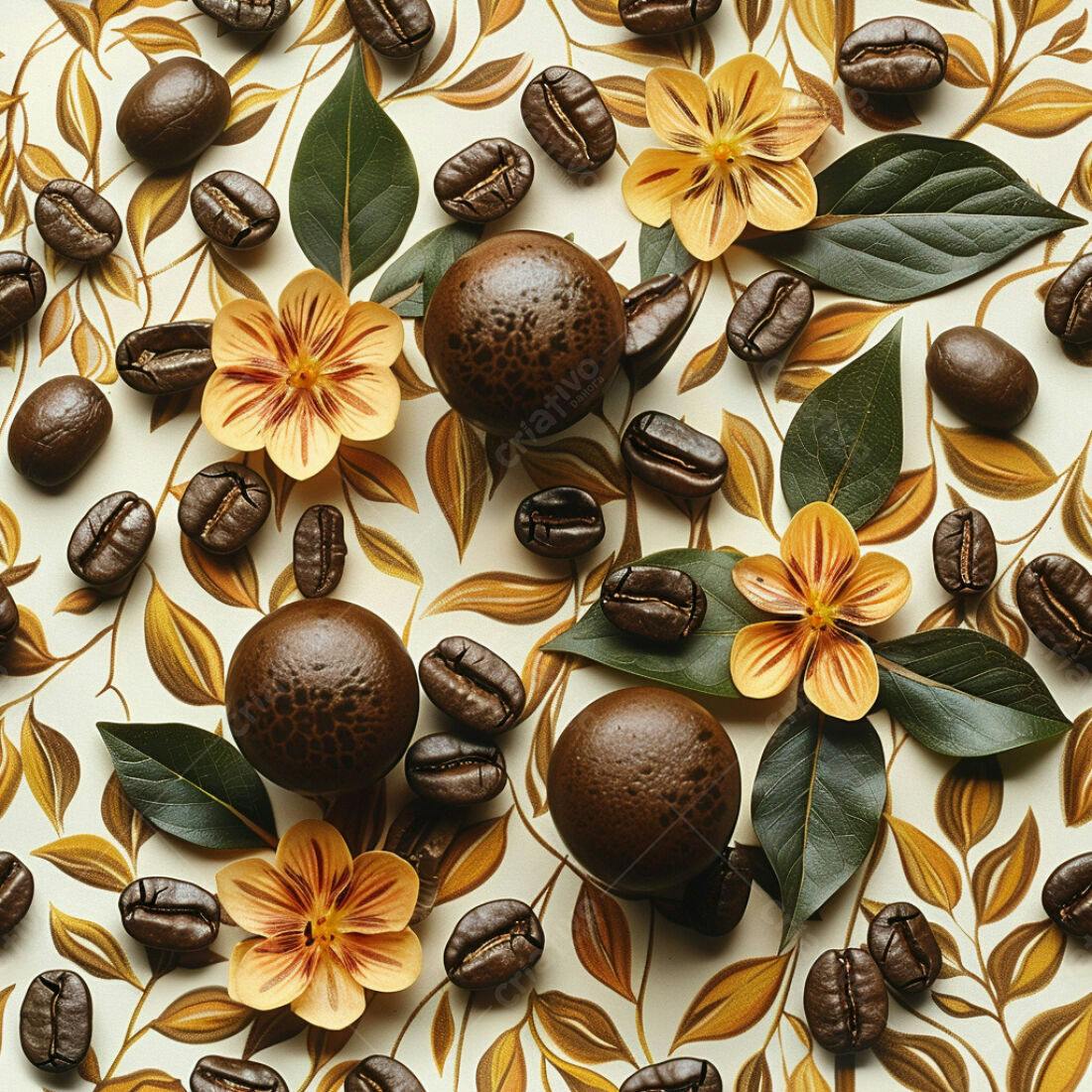 Textura Café Grãos Flores para Fundo