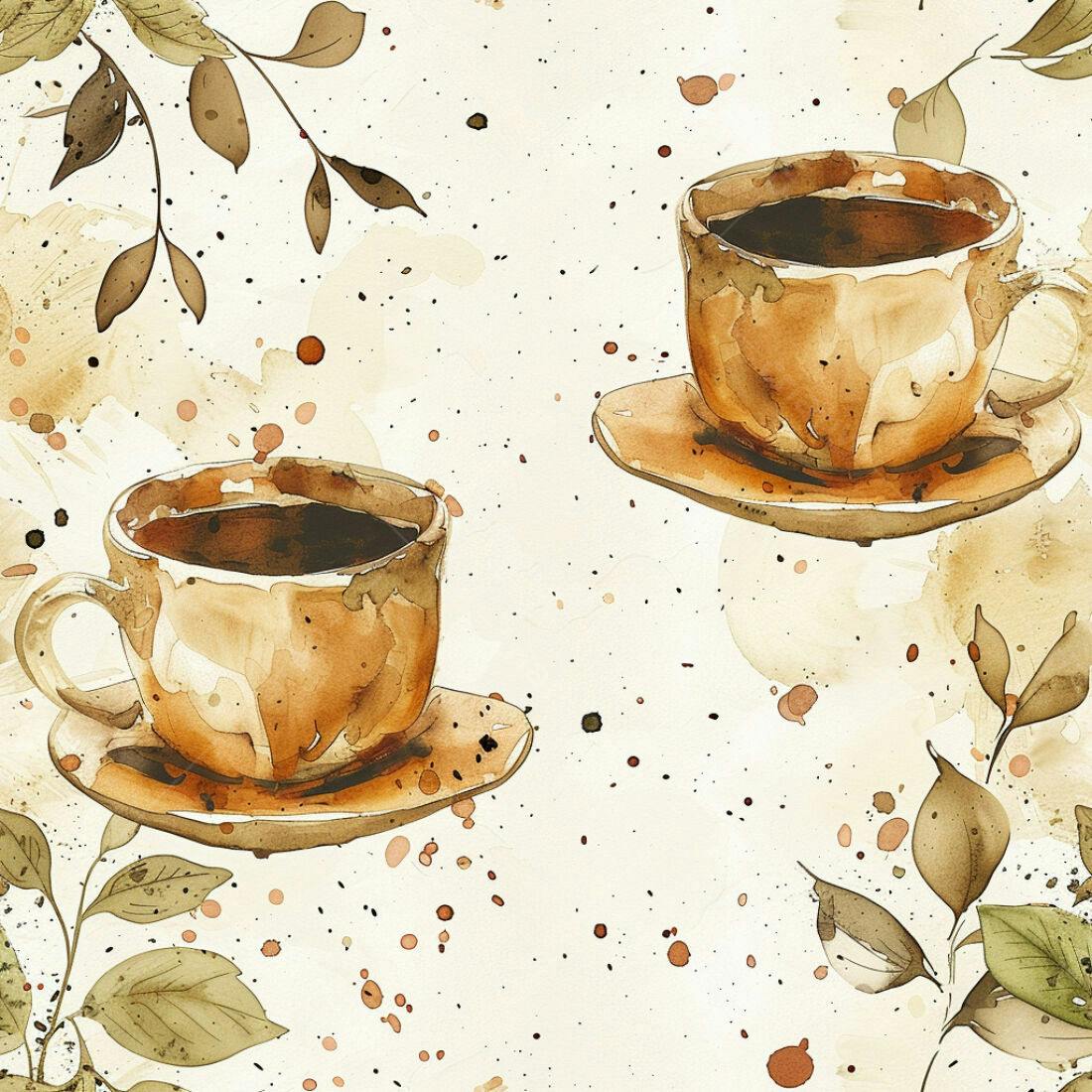 Textura Café com Folhas para Fundo