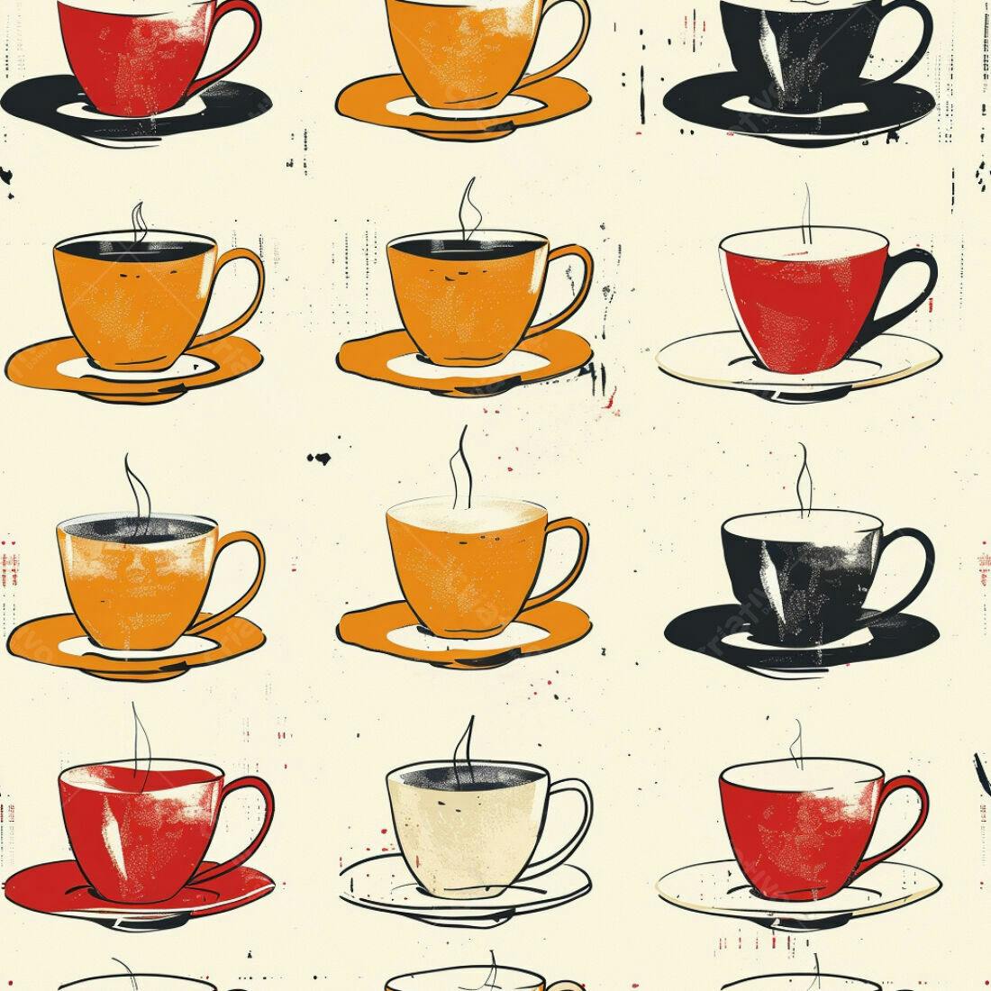 Textura xícaras café retrô para papel de parede