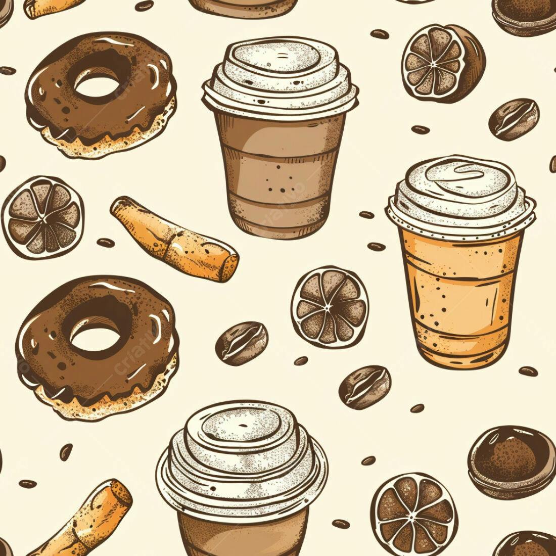 Textura Padrão Café e Doces para Fundo