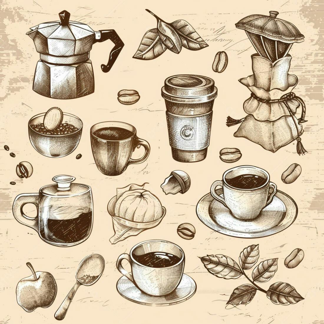 Textura Café Esboço para Papel de Parede