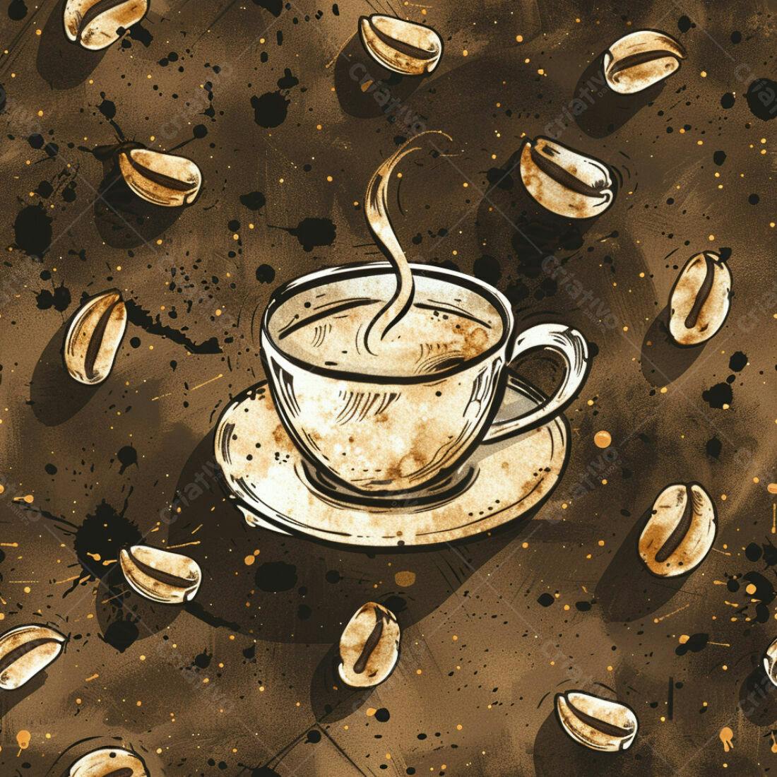 Textura Café com Grãos para Fundo