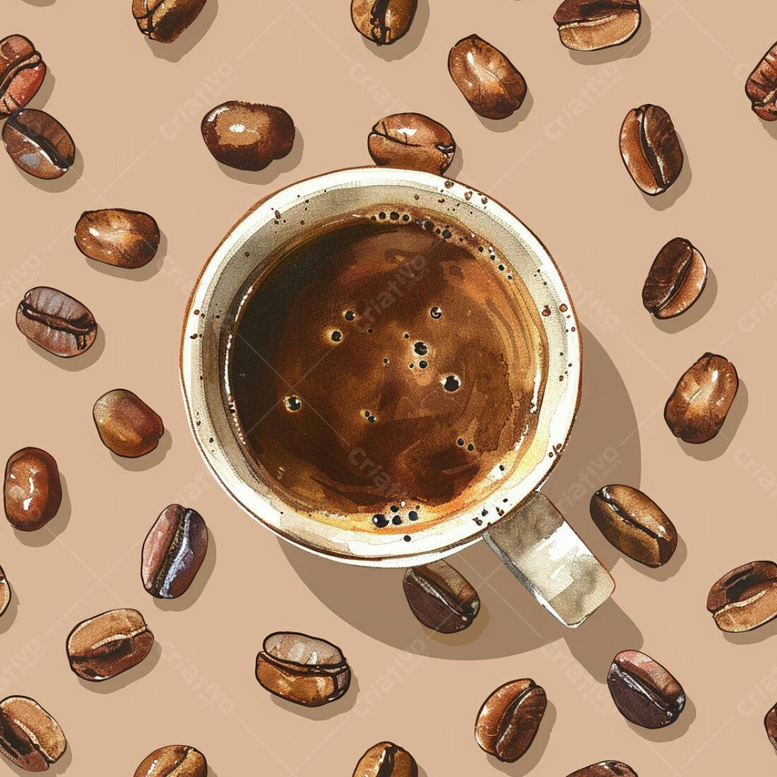 Textura Café com Grãos para Fundo