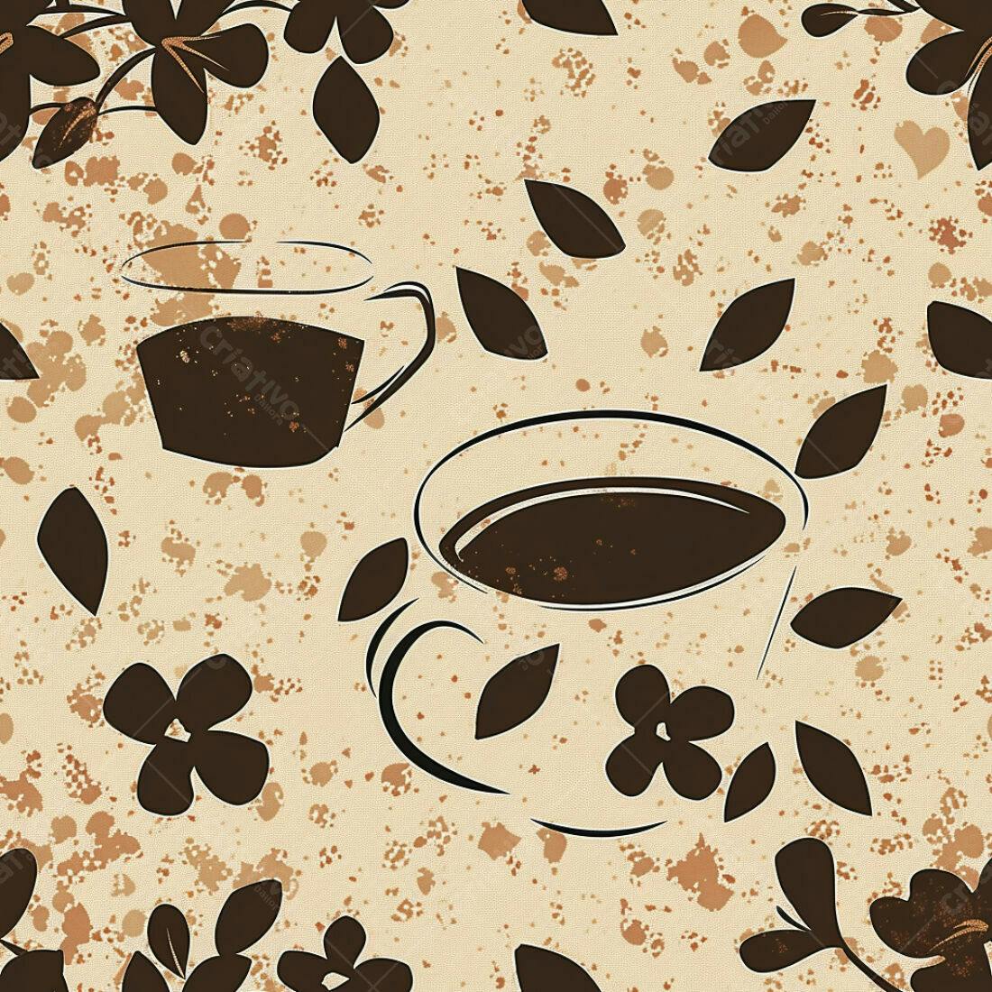 Textura Café e Flores para Fundo