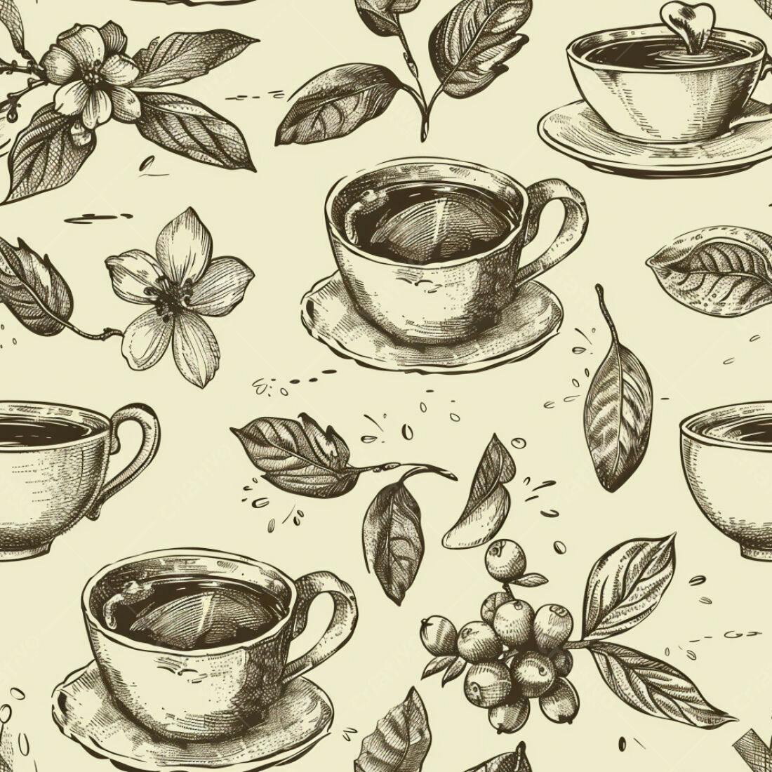 Textura chá e flores para papel de parede