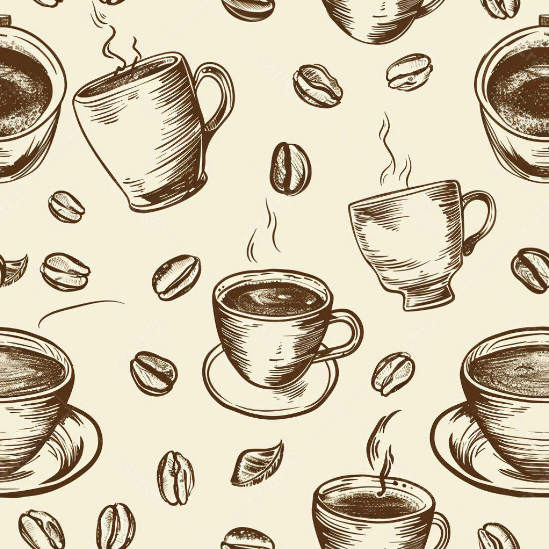 Textura Café Xícaras e Grãos para Fundo