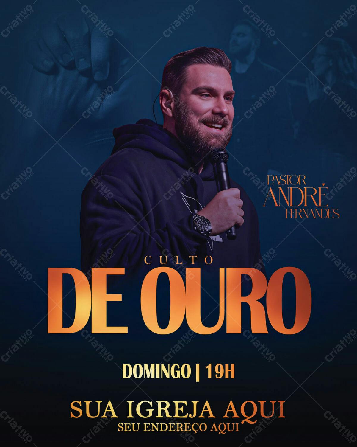 Flyer para Culto de Ouro PSD Editável