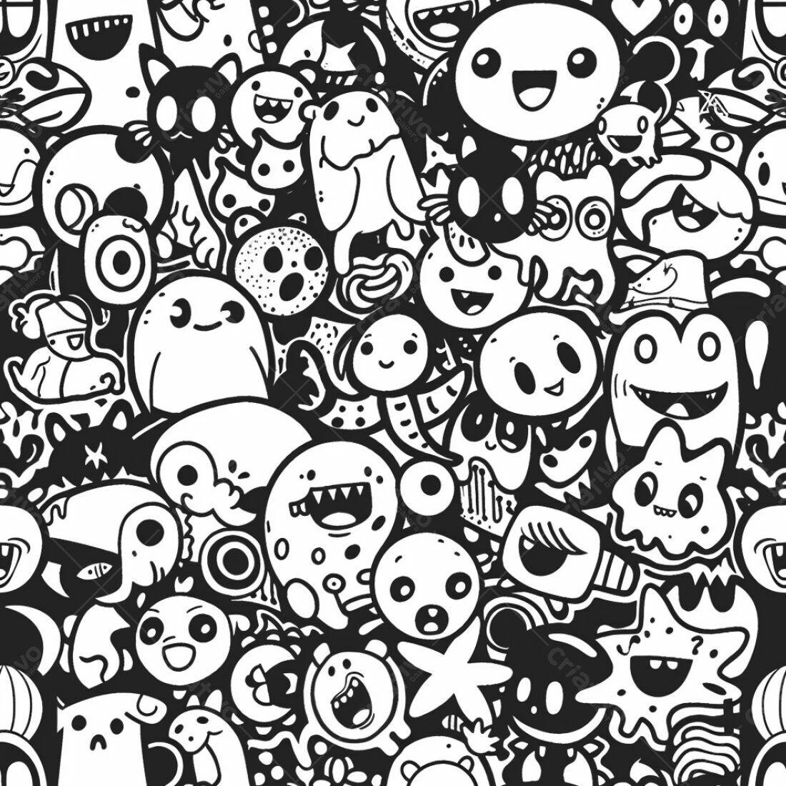 Textura Monstros Kawaii para Fundo
