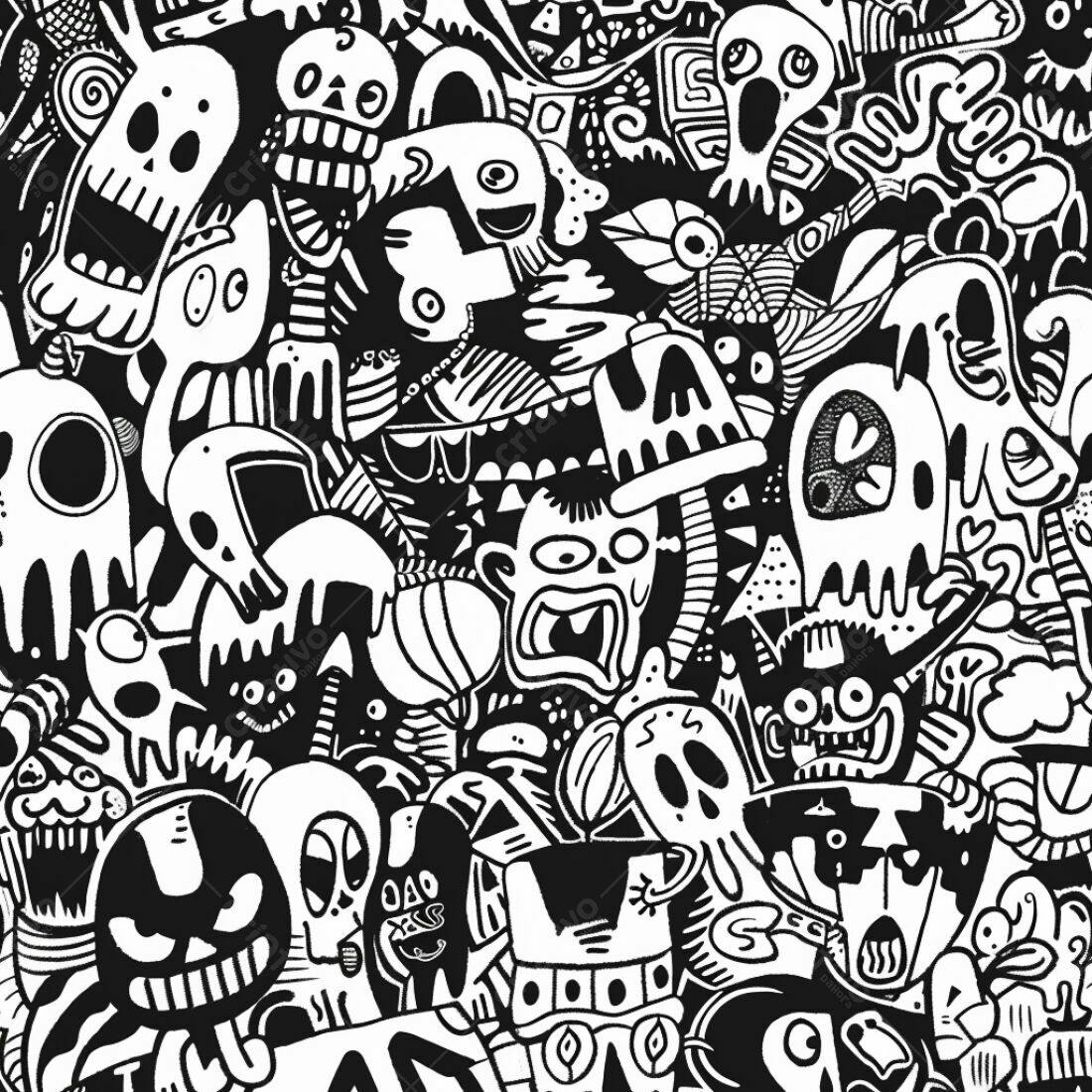 Textura Monstros Desenho para Fundo Halloween
