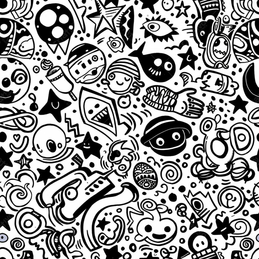 Textura Desenho Infantil Monstros para Fundo