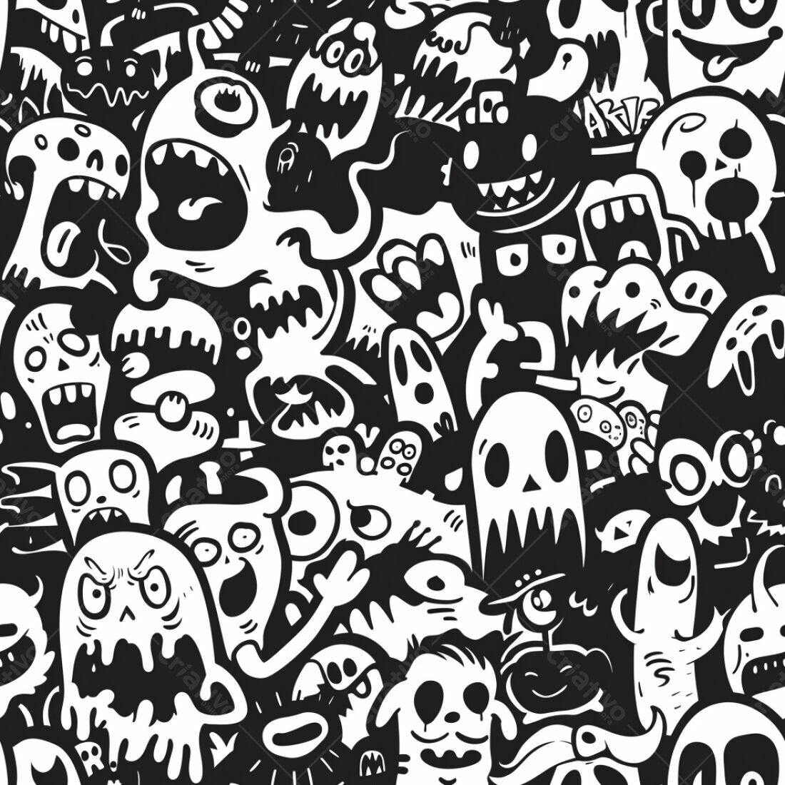 Textura Monstros Cartoon para Fundo Halloween