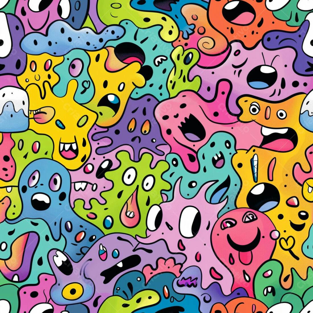 Textura Monstros Coloridos para Fundo