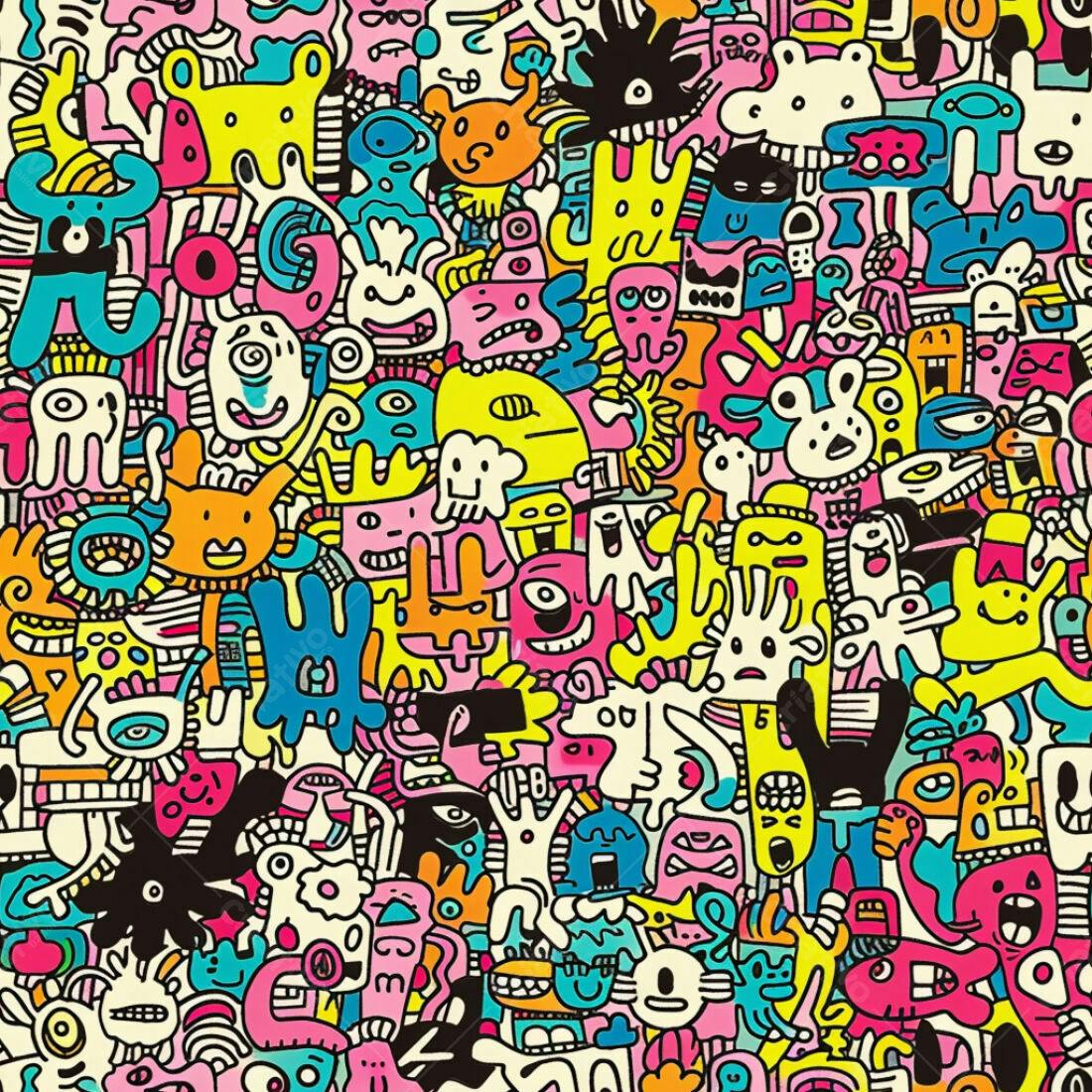 Textura Monstros Coloridos para Fundo Criativo