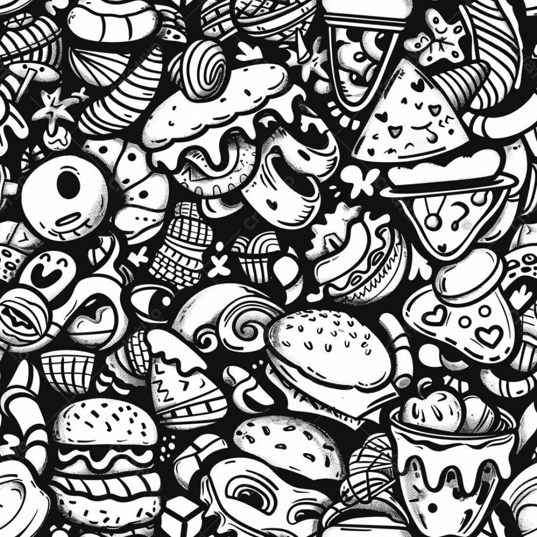 Textura Junk Food Preto e Branco para Fundo