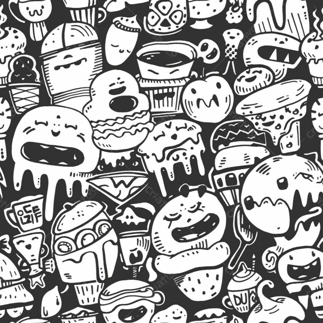 Textura Desenho Infantil Monstros para Fundo