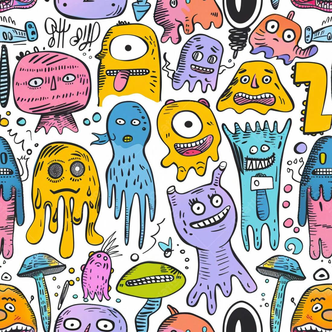 Textura Monstros Coloridos para Fundo