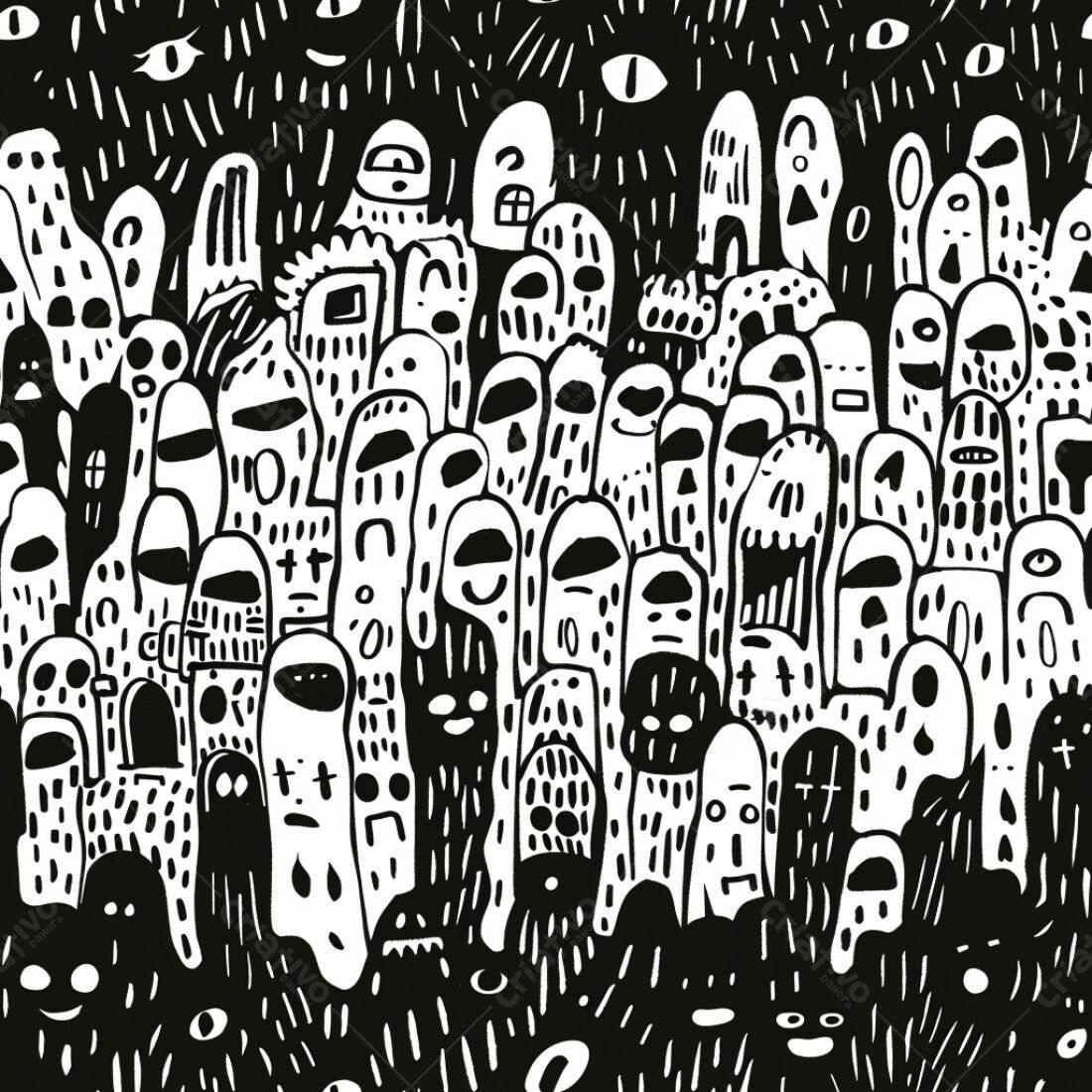 Textura Monstros Preto e Branco para Fundo
