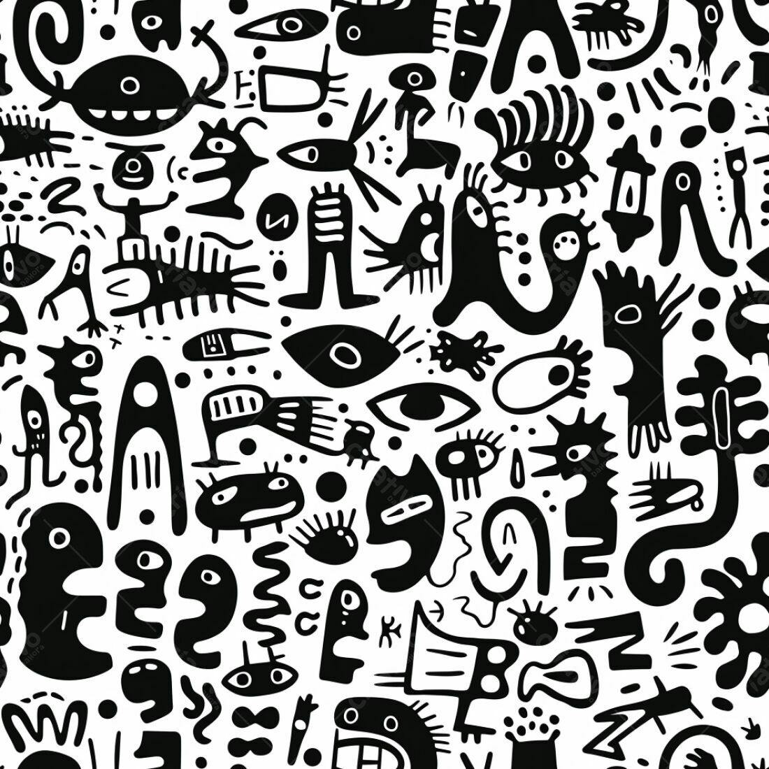 Textura Abstrata Monstros Preto e Branco para Fundo
