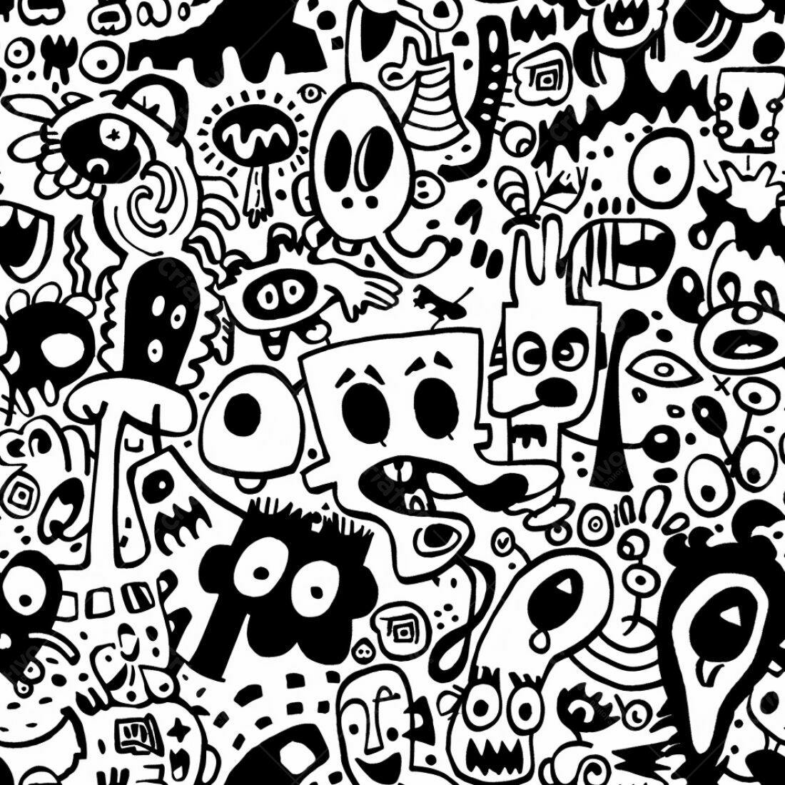 Textura Monstros Abstrato Preto e Branco para Fundo