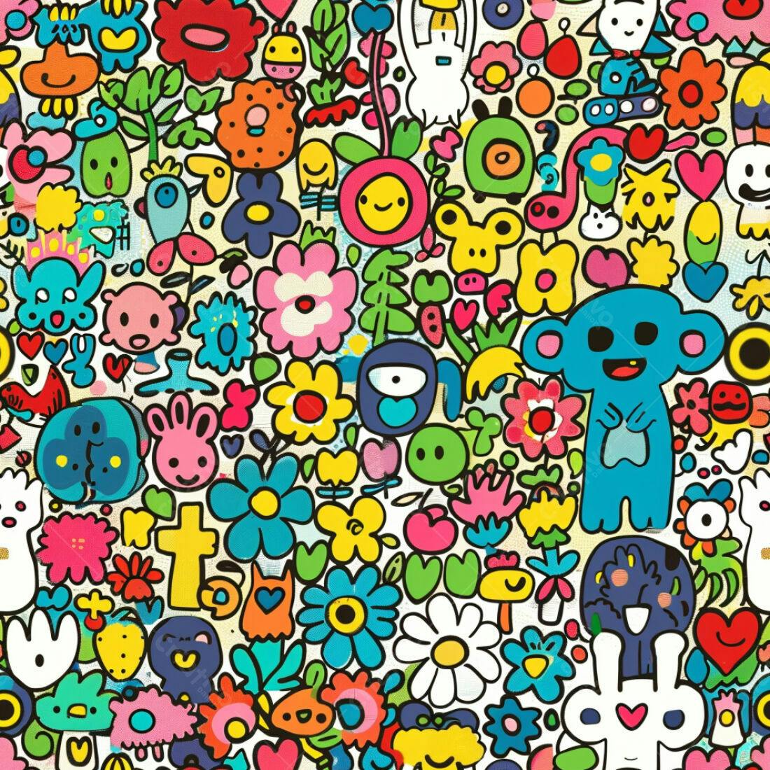Textura Desenho Infantil Colorido para Fundo