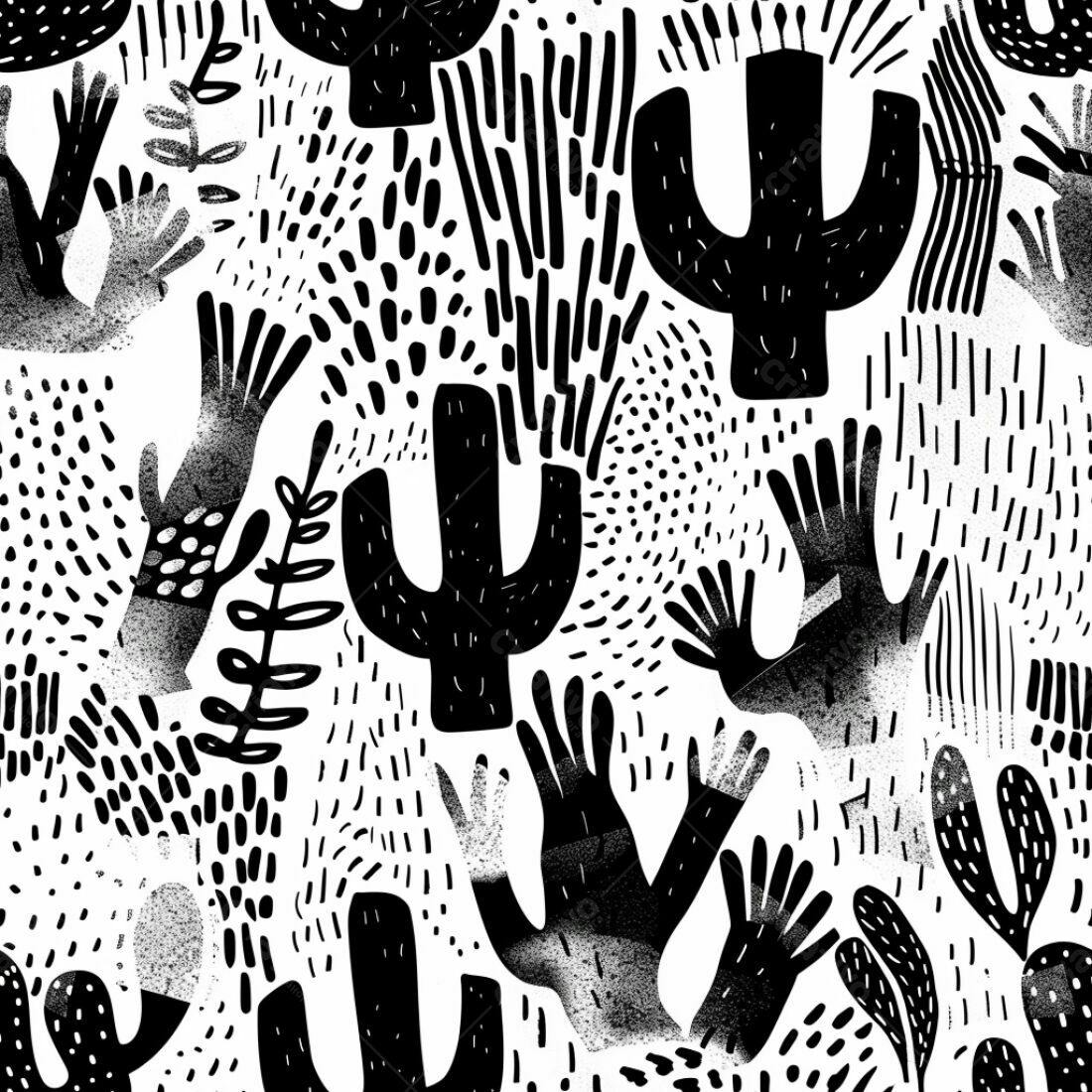 Textura Cactus Preto e Branco para Fundo